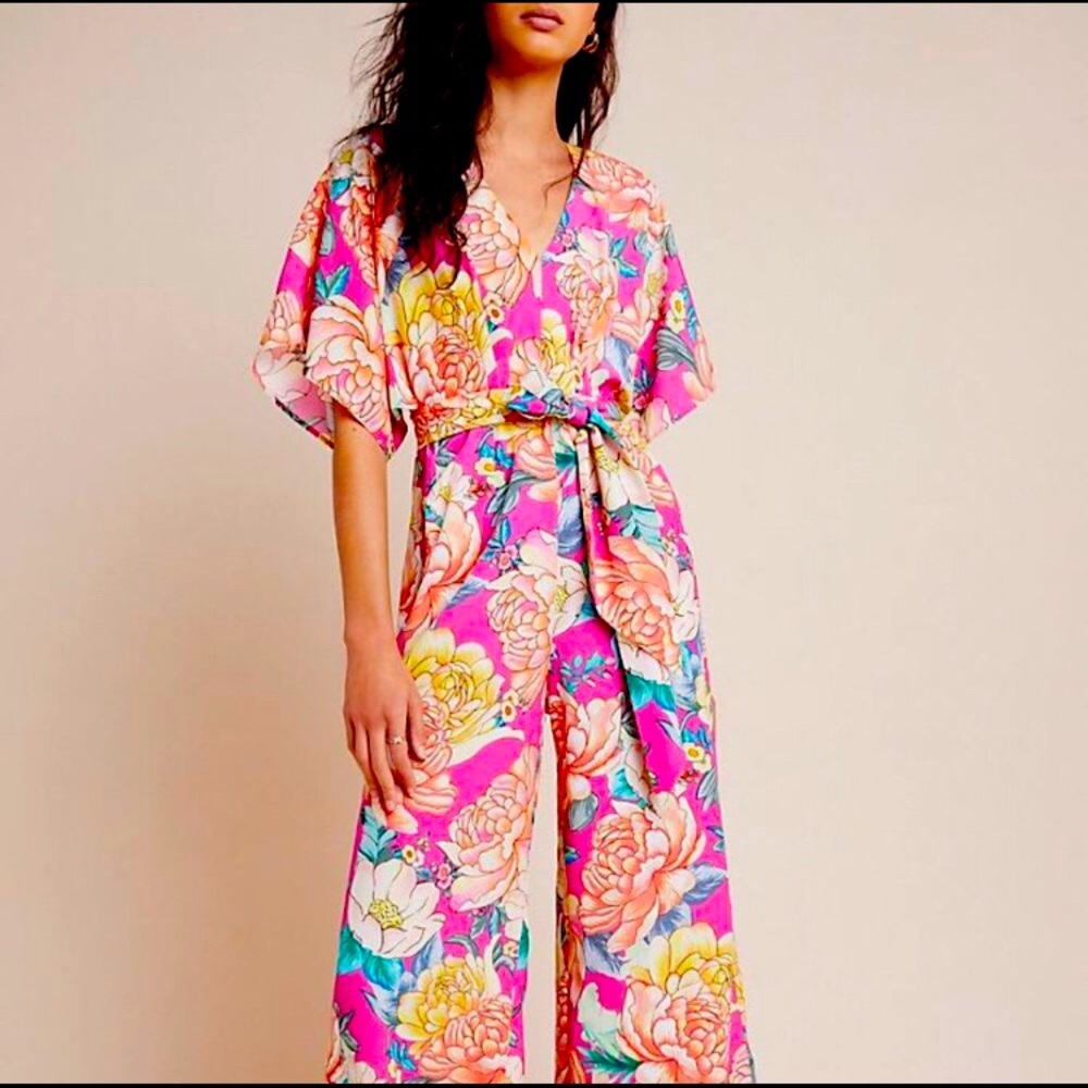 Farm Rio Anthropologie Wide-Leg Jumpsuit XS NEW